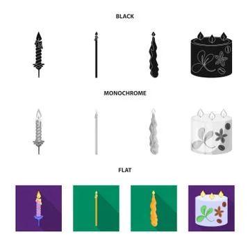 Isolated object of relaxation and flame sign. Set of relaxation and wax vector Illustrazione stock