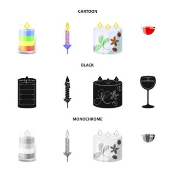 Isolated object of relaxation and flame symbol. Collection of relaxation and wax 스톡 일러스트