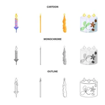 Isolated object of relaxation and flame symbol. Collection of relaxation and wax 스톡 일러스트