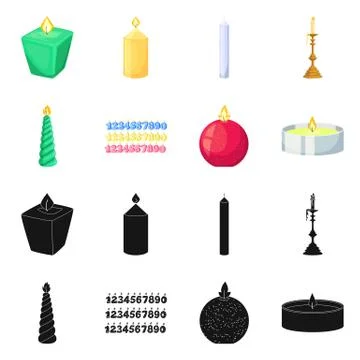 Isolated object of relaxation and flame sign. Collection of relaxation and wax 스톡 일러스트