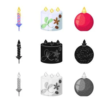 Isolated object of relaxation and flame symbol. Collection of relaxation and wax Stock Illustration