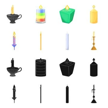 Isolated object of relaxation and flame symbol. Set of relaxation and wax stock 스톡 일러스트
