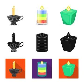 Isolated object of relaxation and flame sign. Set of relaxation and wax stock 스톡 일러스트
