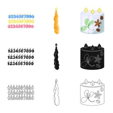 Isolated object of relaxation and flame sign. Set of relaxation and wax stock Stock Illustration