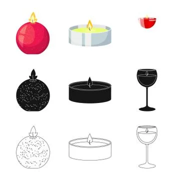 Isolated object of relaxation and flame logo. Collection of relaxation and wax Stockillustratie