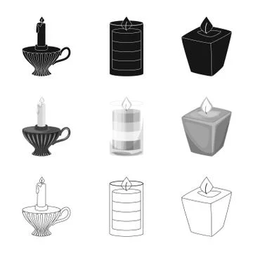 Isolated object of relaxation and flame symbol. Set of relaxation and wax vector Illustration