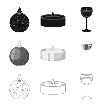 Isolated object of relaxation and flame icon. Collection of relaxation and wax Stock Illustration