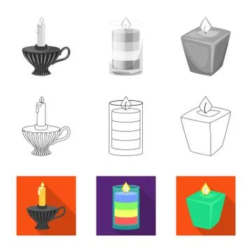 Isolated object of relaxation and flame symbol. Collection of relaxation and wax 스톡 일러스트