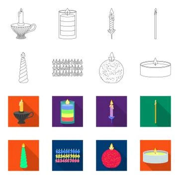 Isolated object of relaxation and flame sign. Set of relaxation and wax vector Stock Illustration