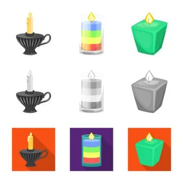 Isolated object of relaxation and flame icon. Set of relaxation and wax stock Illustrazione stock