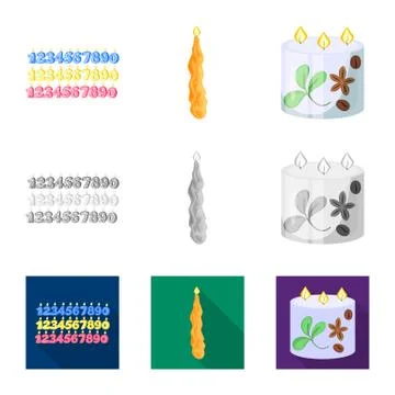 Isolated object of relaxation and flame symbol. Set of relaxation and wax stock 스톡 일러스트