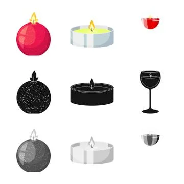 Isolated object of relaxation and flame sign. Collection of relaxation and wax 스톡 일러스트