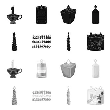 Isolated object of relaxation and flame symbol. Set of relaxation and wax stock Stock Illustration