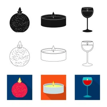 Isolated object of relaxation and flame logo. Set of relaxation and wax stock 스톡 일러스트