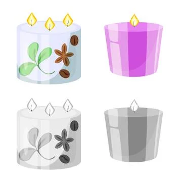 Isolated object of relaxation and flame icon. Set of relaxation and wax stock Illustrazione stock