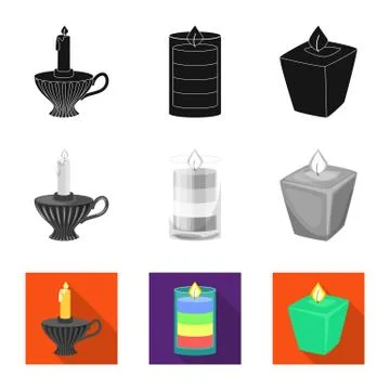 Isolated object of relaxation and flame logo. Set of relaxation and wax stock 스톡 일러스트