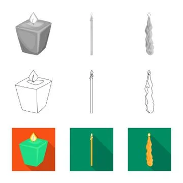 Isolated object of relaxation and flame sign. Set of relaxation and wax stock イラスト素材