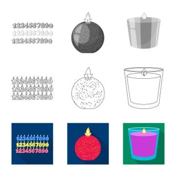Isolated object of relaxation and flame icon. Collection of relaxation and wax 스톡 일러스트