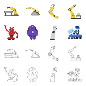 Isolated object of robot and factory logo. Set of robot and space stock vector Stock-Illustration