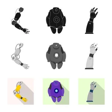 Isolated object of robot and factory logo. Collection of robot and space vector Stock-Illustration