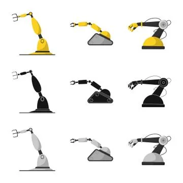 Isolated object of robot and factory logo. Collection of robot and space stock Stock Illustration