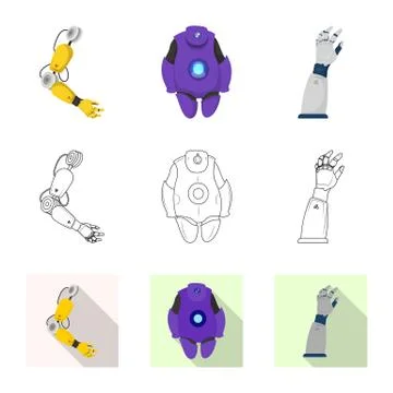 Isolated object of robot and factory logo. Collection of robot and space vector Stock-Illustration