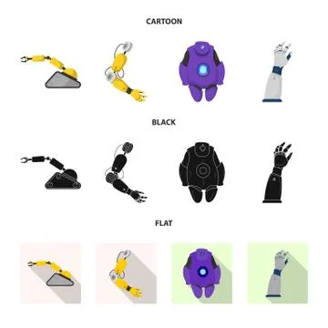 Isolated object of robot and factory logo. Set of robot and space vector icon Stock-Illustration