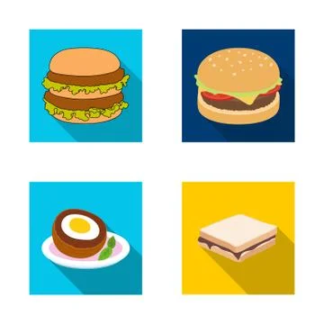 Isolated object of sandwich and wrap sign. Set of sandwich and lunch stock Stock Illustration