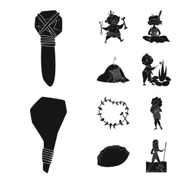 Isolated object of sapiens and development logo. Collection of sapiens and age 스톡 일러스트