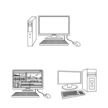 Isolated object of screen and computer logo. Collection of screen and mockup Stock Illustration