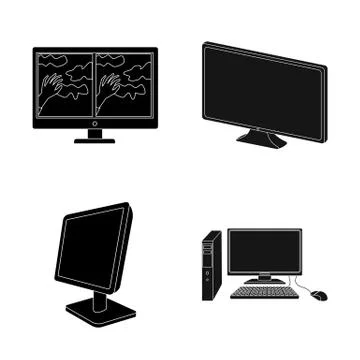 Isolated object of screen and computer icon. Set of screen and mockup vector Stock Illustration