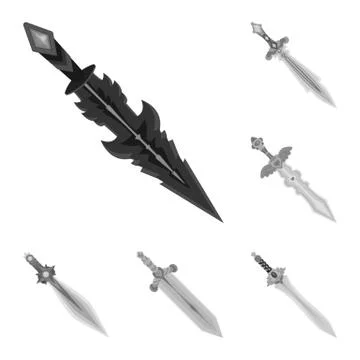 Isolated object of sharp and blade icon. Set of sharp and dagger stock vector Illustrazione stock
