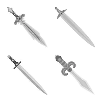 Isolated object of sharp and blade logo. Collection of sharp and dagger stock Illustrazione stock