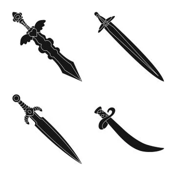 Isolated object of sharp and blade logo. Collection of sharp and dagger stock 스톡 일러스트