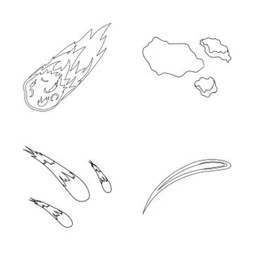 Isolated object of shooting and fire logo. Set of shooting and asteroid stock Stock Illustration