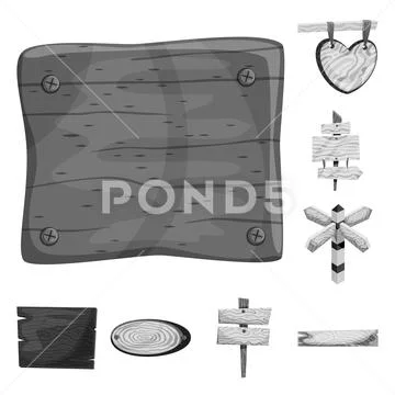 Isolated object of signboard and wood symbol. Set of signboard and tree ...
