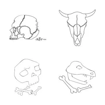 Isolated object of skeleton and character icon. Set of skeleton and halloween Stock Illustration