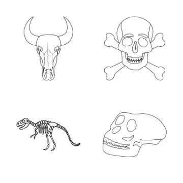 Isolated object of skeleton and character icon. Collection of skeleton and Stock Illustration