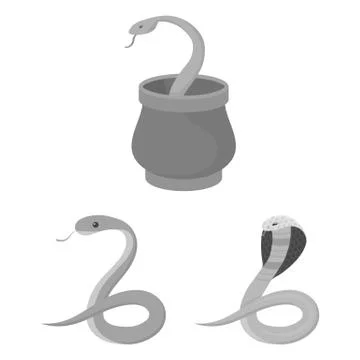 Isolated object of snake  and cobra  logo. Collection of snake  and tattoo vec Stock Illustration