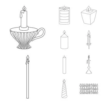 Isolated object of source and ceremony sign. Collection of source and fire stock 스톡 일러스트