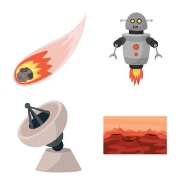 Isolated object of space and galaxy symbol. Set of space and travels stock Illustrazione stock