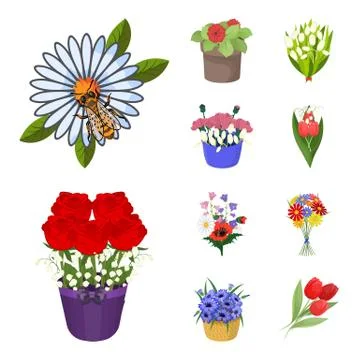 Isolated object of spring and wreath logo. Set of spring and blossom vector icon Stock Illustration