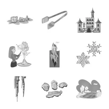 Isolated object of square and purity sign. Set of square and frozen vector icon 스톡 일러스트