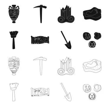 Isolated object of story and items logo. Set of story and attributes vector icon Ilustración de archivo