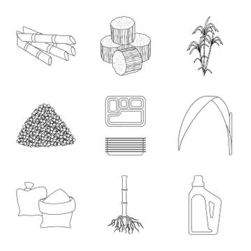 Isolated object of sugar and field symbol. Set of sugar and plantation vector Stock Illustration