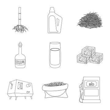 Isolated object of sugar and field logo. Collection of sugar and plantation Stock Illustration