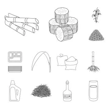 Isolated object of sugar and field logo. Set of sugar and plantation stock Stock Illustration