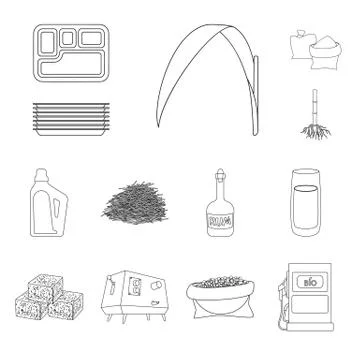 Isolated object of sugar and field icon. Collection of sugar and plantation Stock Illustration