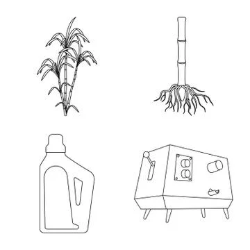 Isolated object of sugar and field sign. Set of sugar and plantation vector icon Stock Illustration
