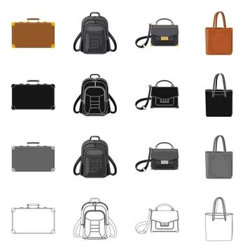 Isolated object of suitcase and baggage logo. Set of suitcase and journey stock Illustration